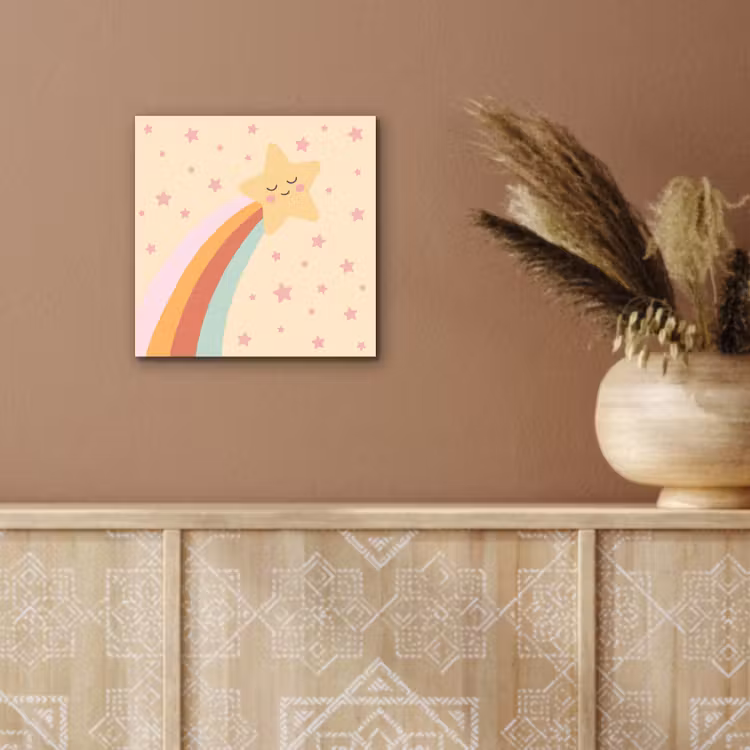 Alu-Dibond-Bild - Stern – Regenbogen – Nacht – Illustration – Pastell — 5