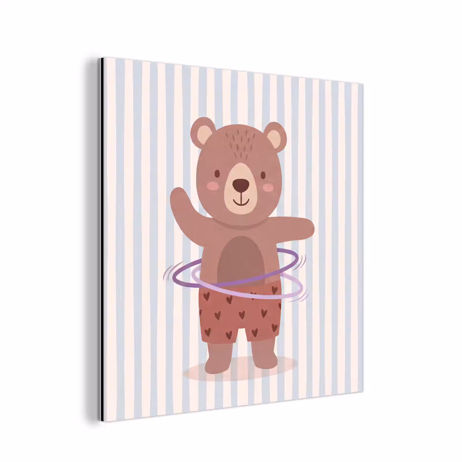 Alu-Dibond-Bild - Bär – Reifen – Kinderzimmer – Illustration – Braun — 1