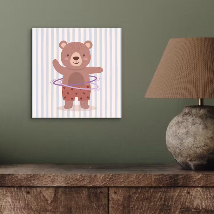 Alu-Dibond-Bild - Bär – Reifen – Kinderzimmer – Illustration – Braun — 3