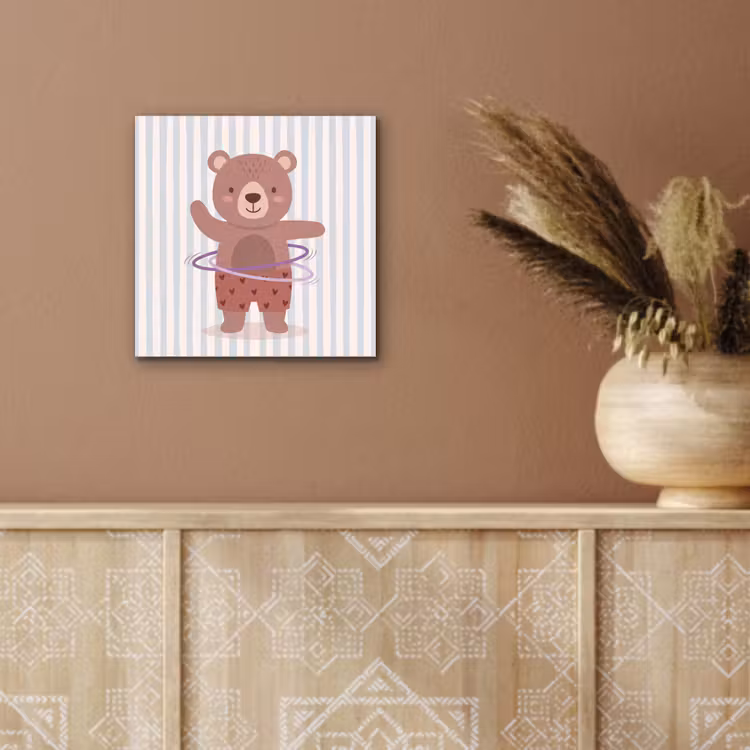 Alu-Dibond-Bild - Bär – Reifen – Kinderzimmer – Illustration – Braun — 5
