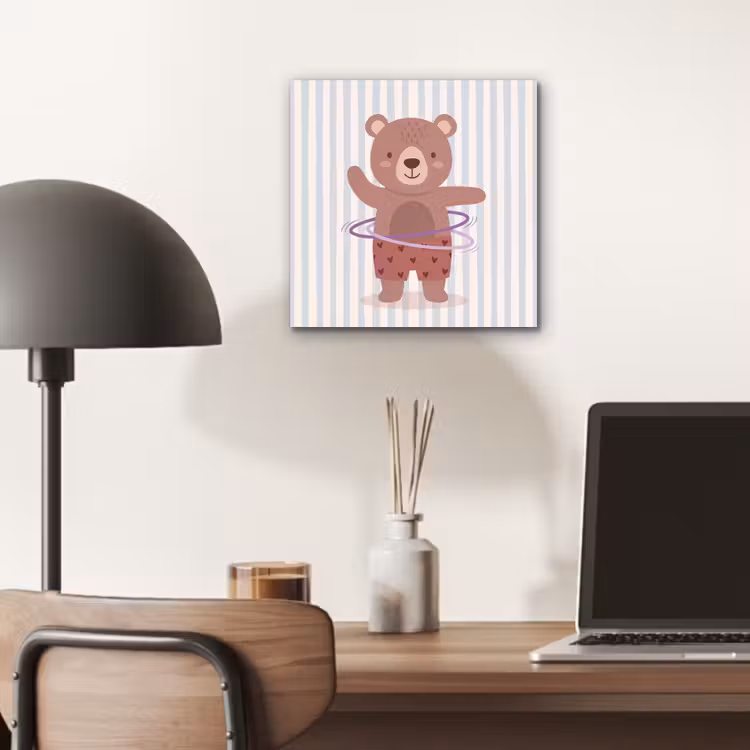 Alu-Dibond-Bild - Bär – Reifen – Kinderzimmer – Illustration – Braun — 6