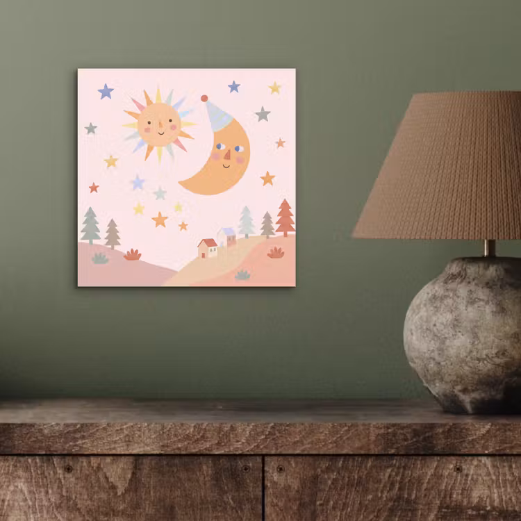 Alu-Dibond-Bild - Sonne – Mond – Sterne – Kinderzimmer – Pastell — 3
