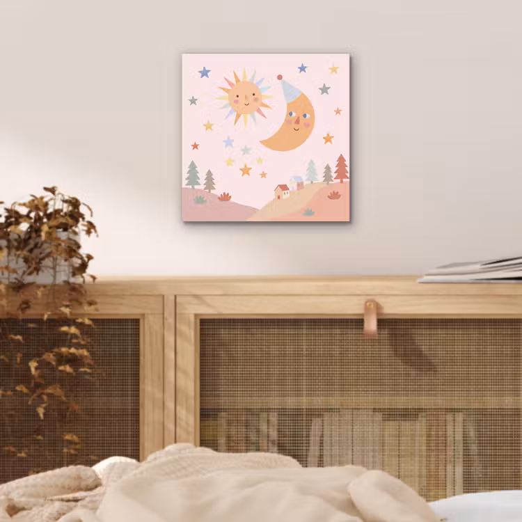 Alu-Dibond-Bild - Sonne – Mond – Sterne – Kinderzimmer – Pastell — 4