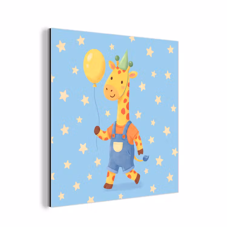 Alu-Dibond-Bild - Tiere – Giraffe – Luftballon – Party – Kinderzimmer — 1