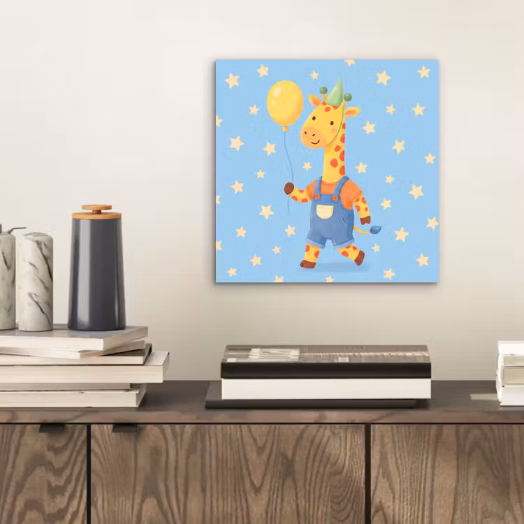 Alu-Dibond-Bild - Tiere – Giraffe – Luftballon – Party – Kinderzimmer — 2