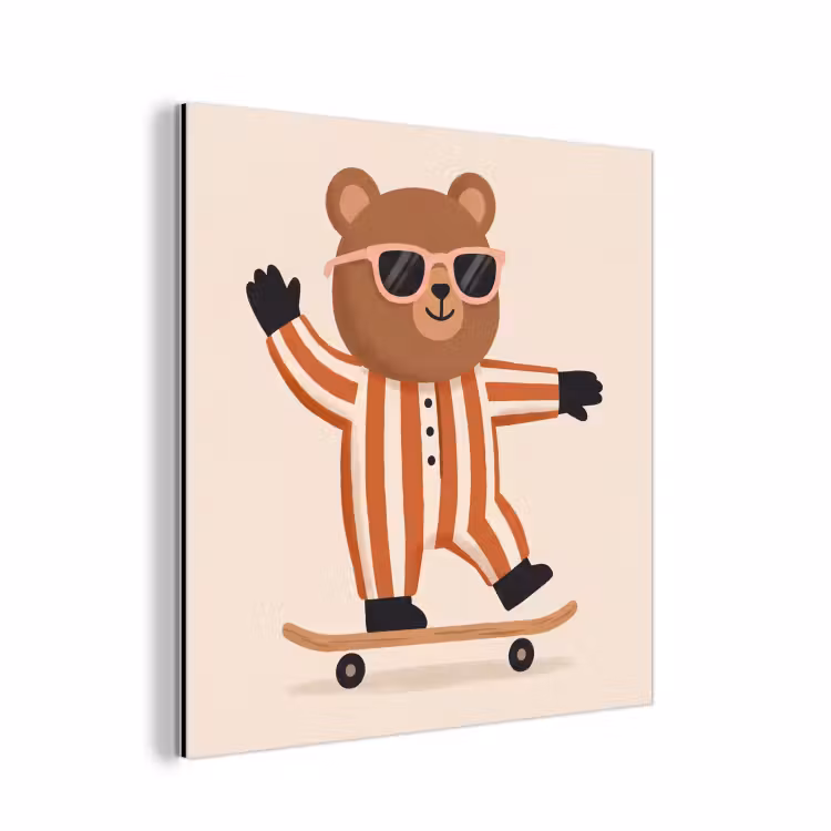 Alu-Dibond-Bild - Tiere – Skateboard – Spiel – Zeichentrick – Rosa — 1