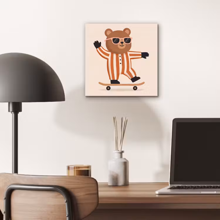 Alu-Dibond-Bild - Tiere – Skateboard – Spiel – Zeichentrick – Rosa — 6