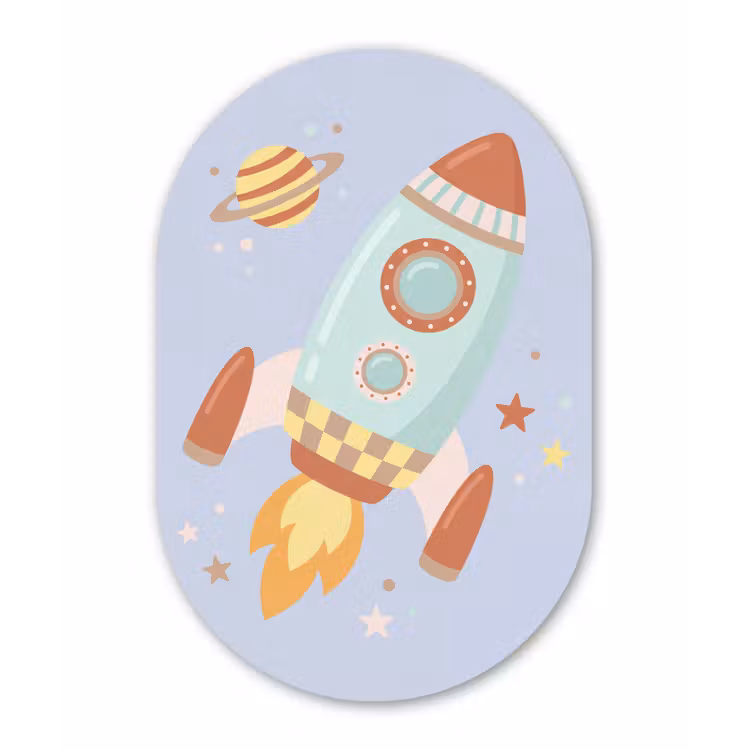 Alu-Dibond-Bild Oval - Rakete – Weltraum – Planet – Illustration — 1