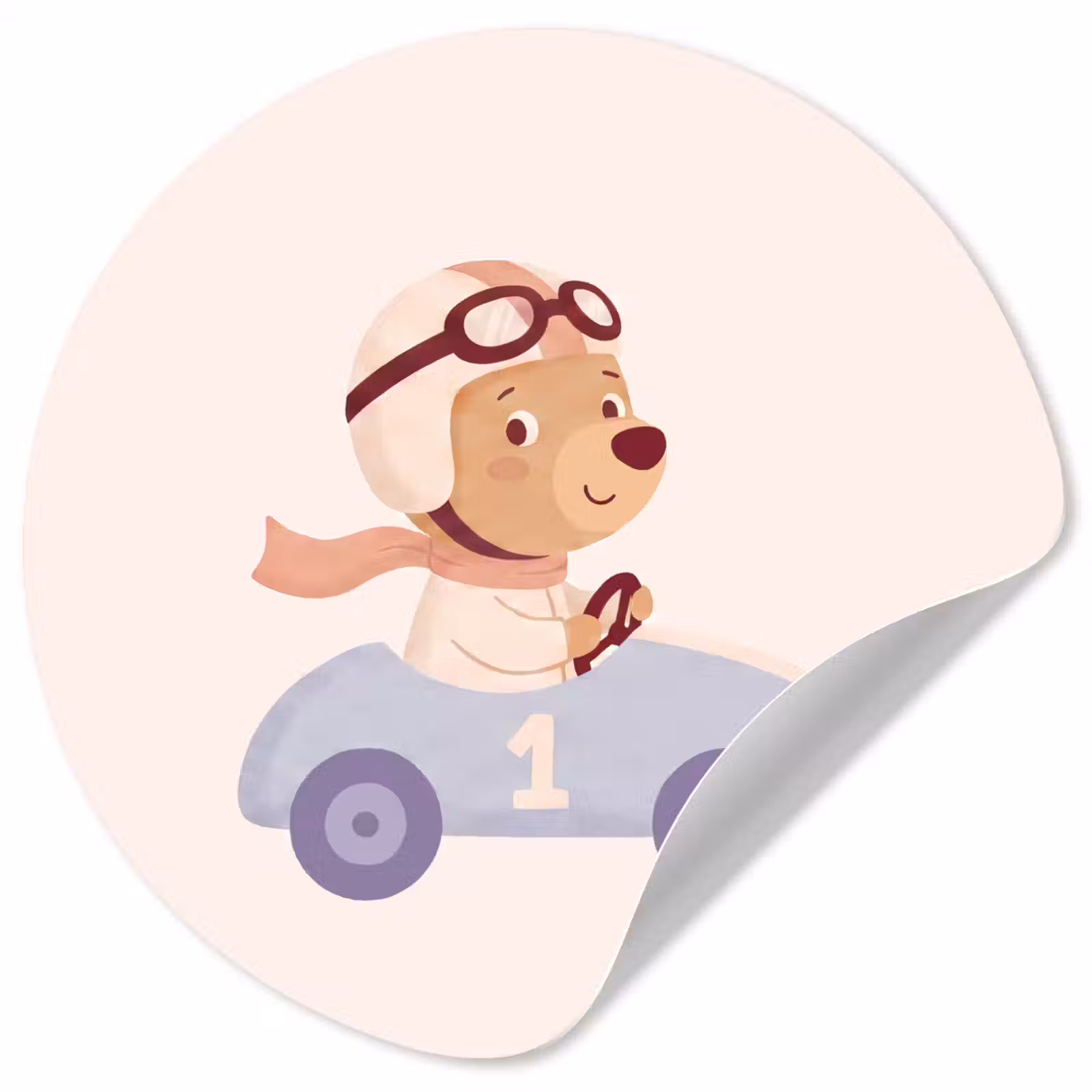 Runde Tapete - Bär – Auto – Kinderzimmer – Cartoon – Verspielt — 1