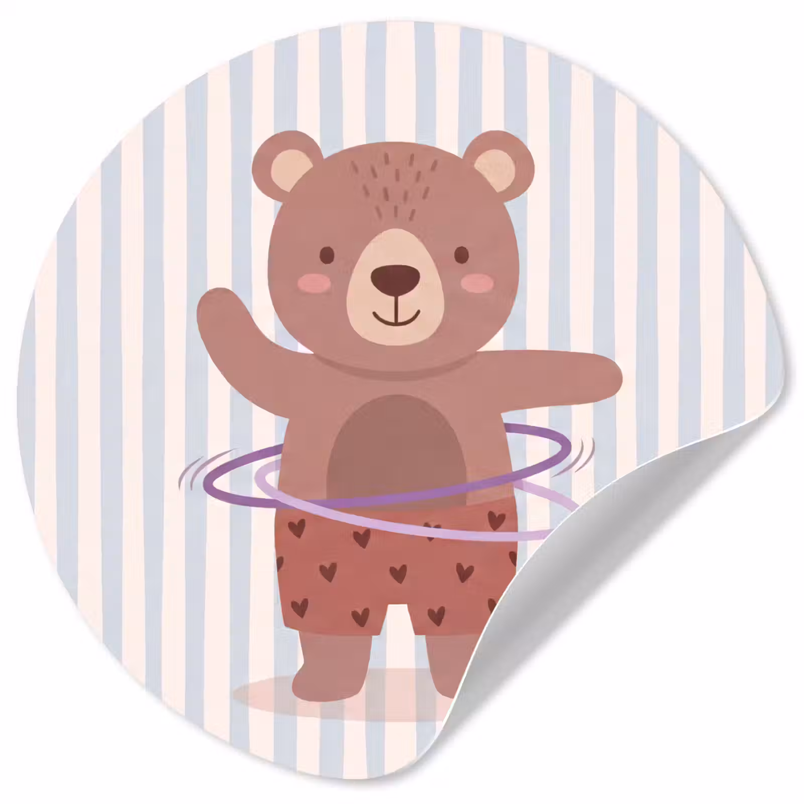 Runde Tapete - Bär – Reifen – Kinderzimmer – Illustration – Braun — 1