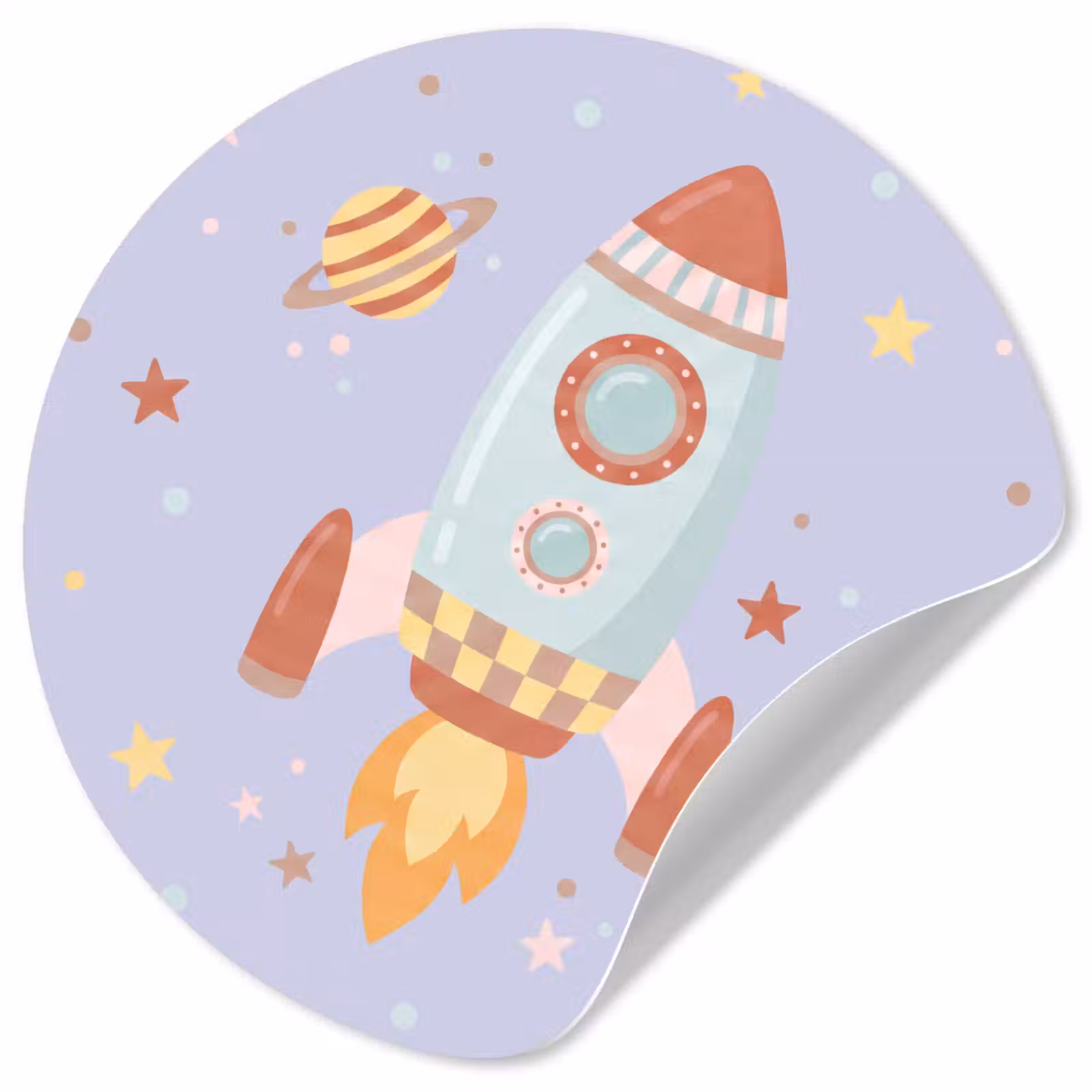 Runde Tapete - Rakete – Weltraum – Planet – Illustration — 1