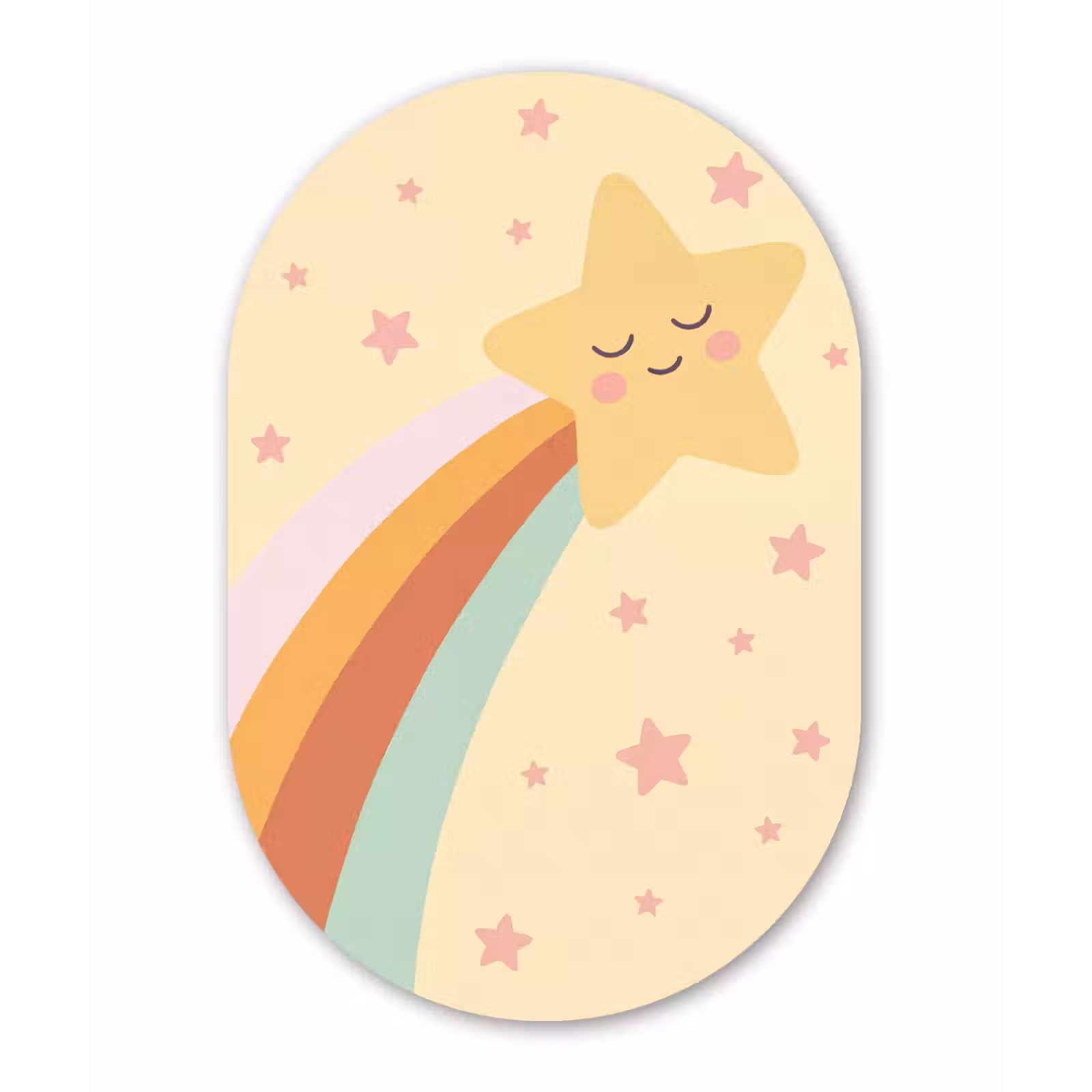 Alu-Dibond-Bild Oval - Stern – Regenbogen – Nacht – Illustration – Pastell — 1