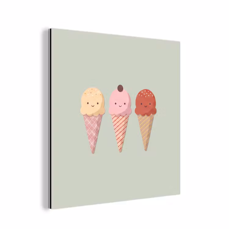 Alu-Dibond-Bild - Eis – Eistüten – Essen – Illustration – Fröhlich — 1