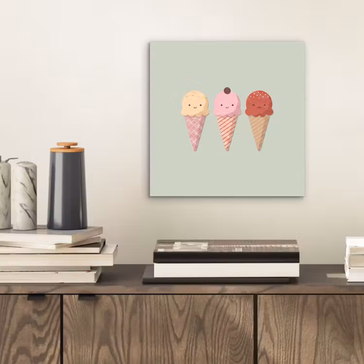 Alu-Dibond-Bild - Eis – Eistüten – Essen – Illustration – Fröhlich — 2
