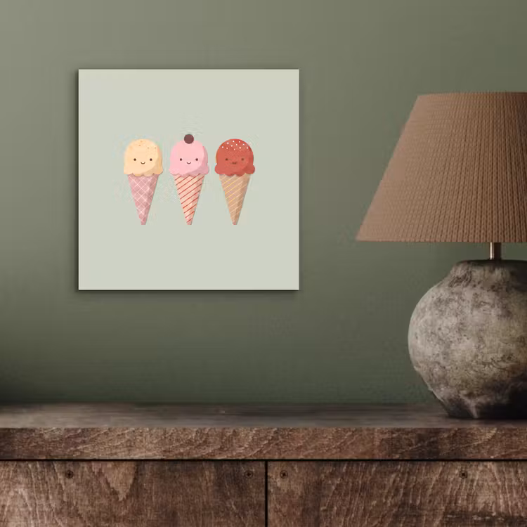 Alu-Dibond-Bild - Eis – Eistüten – Essen – Illustration – Fröhlich — 3