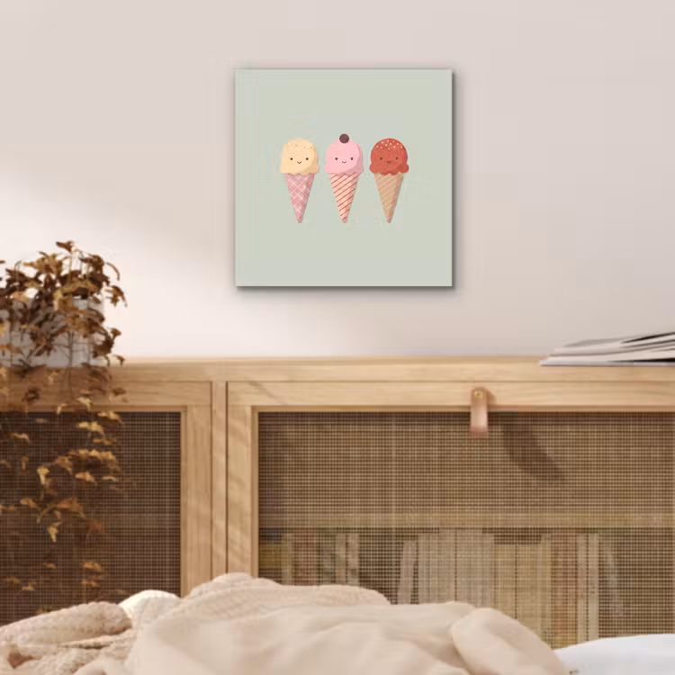 Alu-Dibond-Bild - Eis – Eistüten – Essen – Illustration – Fröhlich — 4