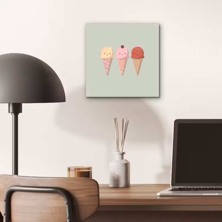 Alu-Dibond-Bild - Eis – Eistüten – Essen – Illustration – Fröhlich — 6