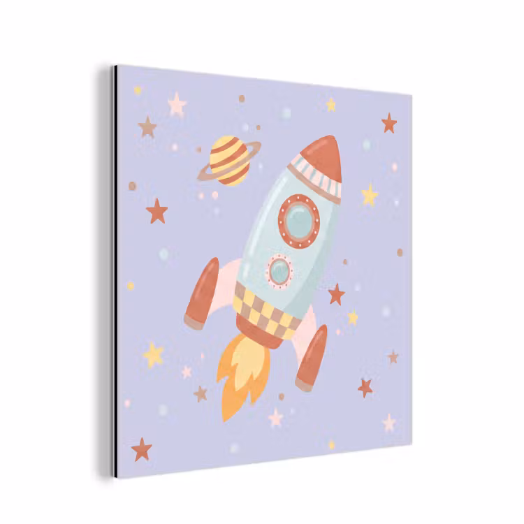Alu-Dibond-Bild - Rakete – Weltraum – Planet – Illustration — 1