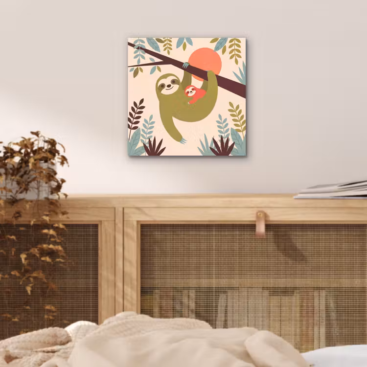Alu-Dibond-Bild - Tiere – Mutter – Baby – Natur – Grün — 4