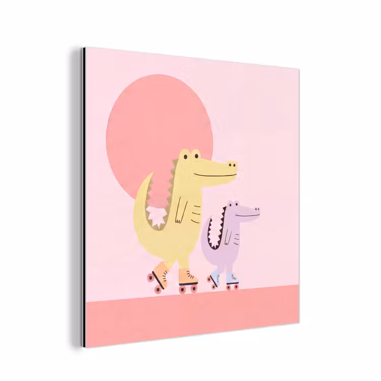 Alu-Dibond-Bild - Tiere – Skaten – Illustration – Verspielt – Rosa — 1