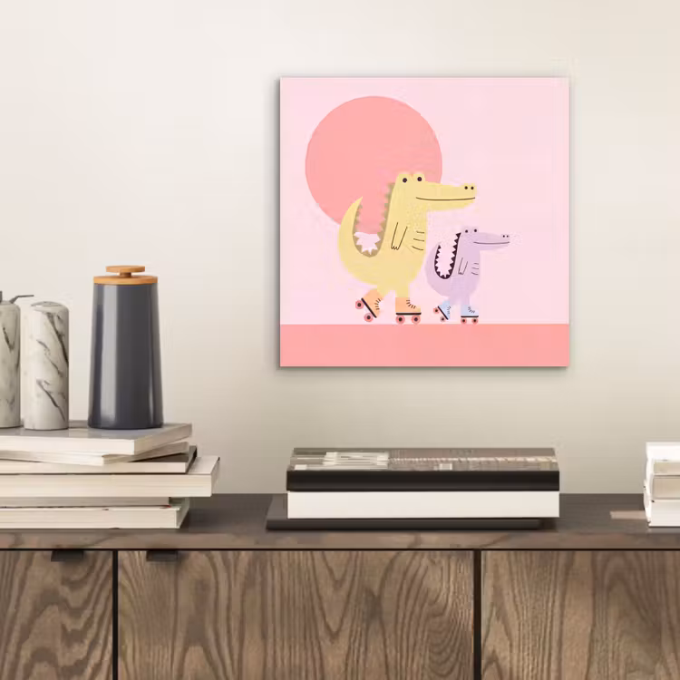 Alu-Dibond-Bild - Tiere – Skaten – Illustration – Verspielt – Rosa — 2