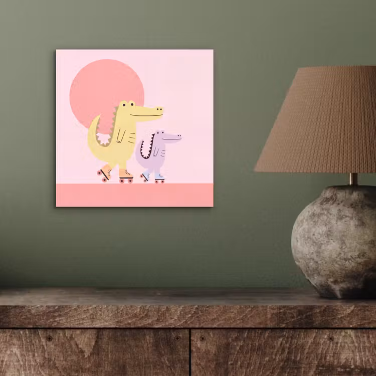 Alu-Dibond-Bild - Tiere – Skaten – Illustration – Verspielt – Rosa — 3
