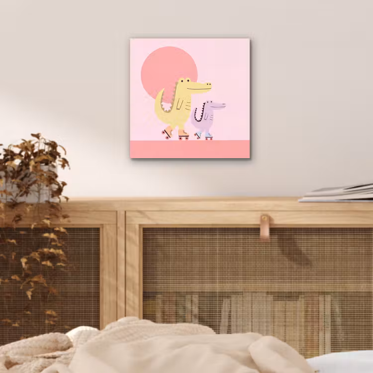 Alu-Dibond-Bild - Tiere – Skaten – Illustration – Verspielt – Rosa — 4
