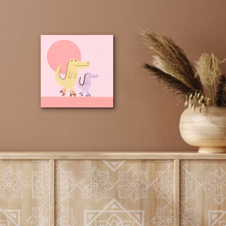 Alu-Dibond-Bild - Tiere – Skaten – Illustration – Verspielt – Rosa — 5