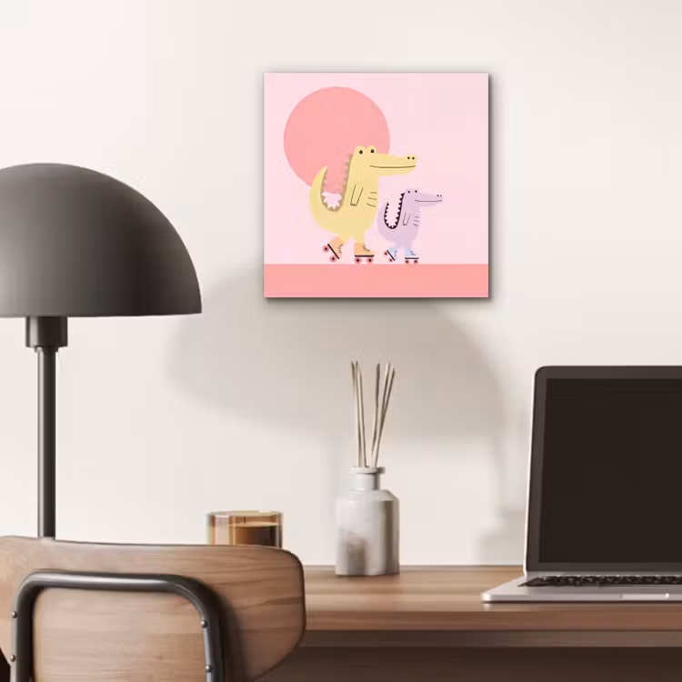 Alu-Dibond-Bild - Tiere – Skaten – Illustration – Verspielt – Rosa — 6
