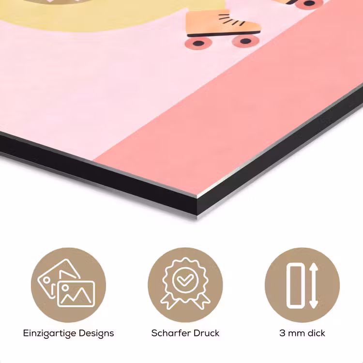 Alu-Dibond-Bild - Tiere – Skaten – Illustration – Verspielt – Rosa — 7