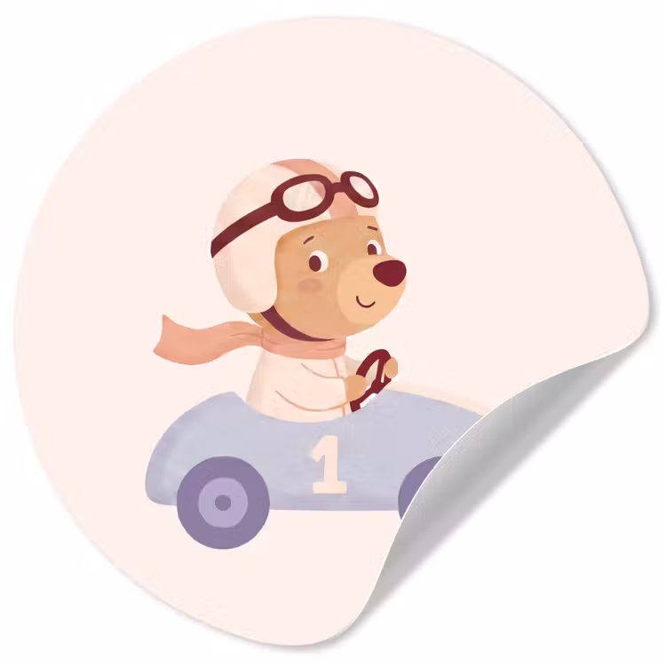 Runde Tapete - Bär – Auto – Kinderzimmer – Cartoon – Verspielt — 1