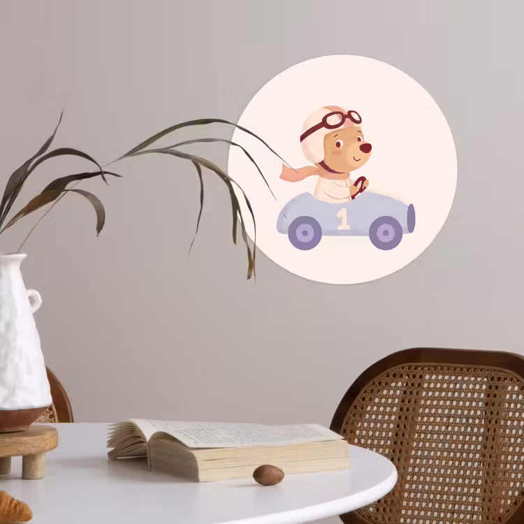 Runde Tapete - Bär – Auto – Kinderzimmer – Cartoon – Verspielt — 4