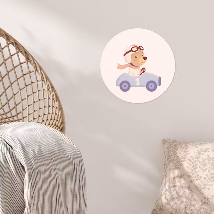 Runde Tapete - Bär – Auto – Kinderzimmer – Cartoon – Verspielt — 5