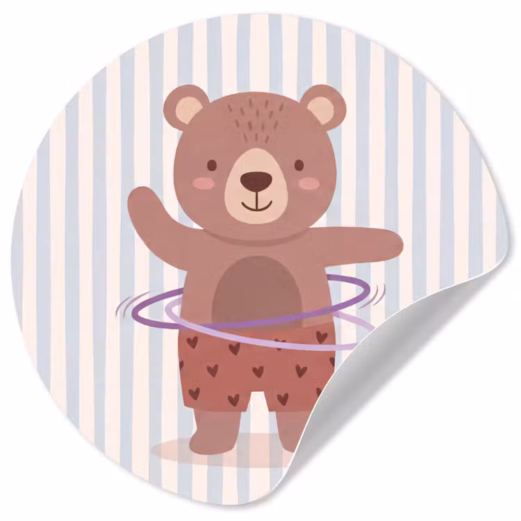 Runde Tapete - Bär – Reifen – Kinderzimmer – Illustration – Braun — 1