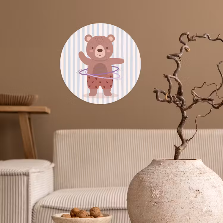 Runde Tapete - Bär – Reifen – Kinderzimmer – Illustration – Braun — 2
