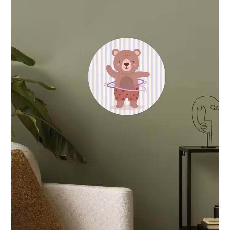 Runde Tapete - Bär – Reifen – Kinderzimmer – Illustration – Braun — 3