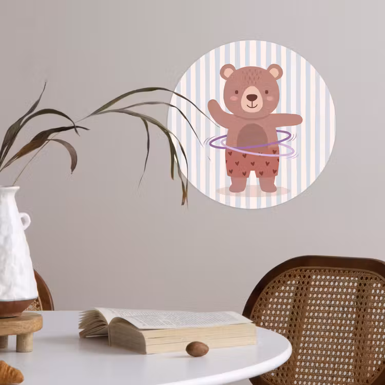 Runde Tapete - Bär – Reifen – Kinderzimmer – Illustration – Braun — 4