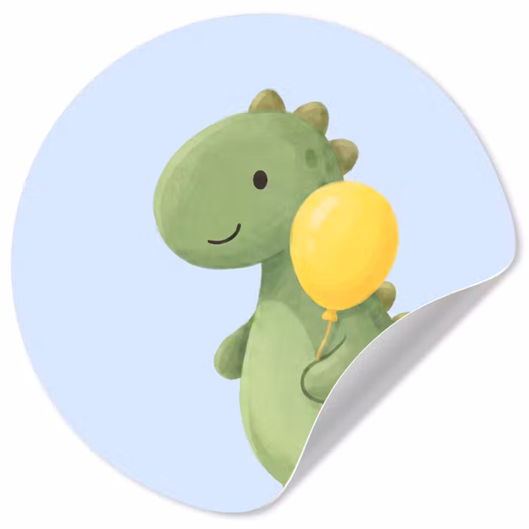 Runde Tapete - Dinosaurier – Luftballon – Kinderzimmer – Illustration – Grün — 1