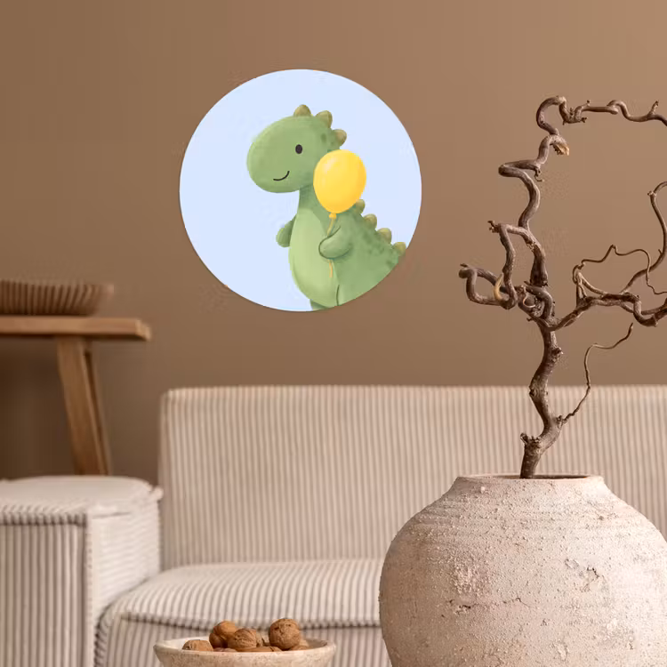 Runde Tapete - Dinosaurier – Luftballon – Kinderzimmer – Illustration – Grün — 2