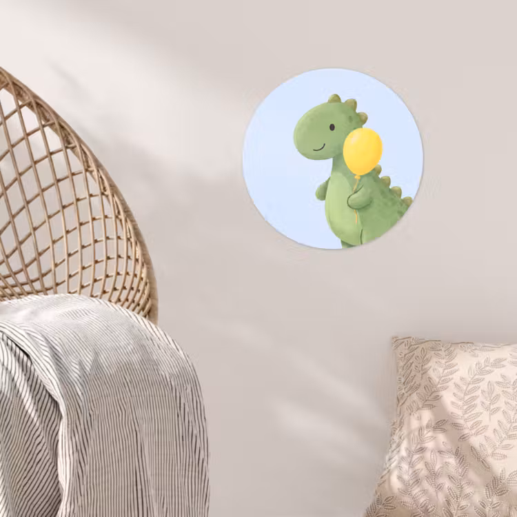 Runde Tapete - Dinosaurier – Luftballon – Kinderzimmer – Illustration – Grün — 5