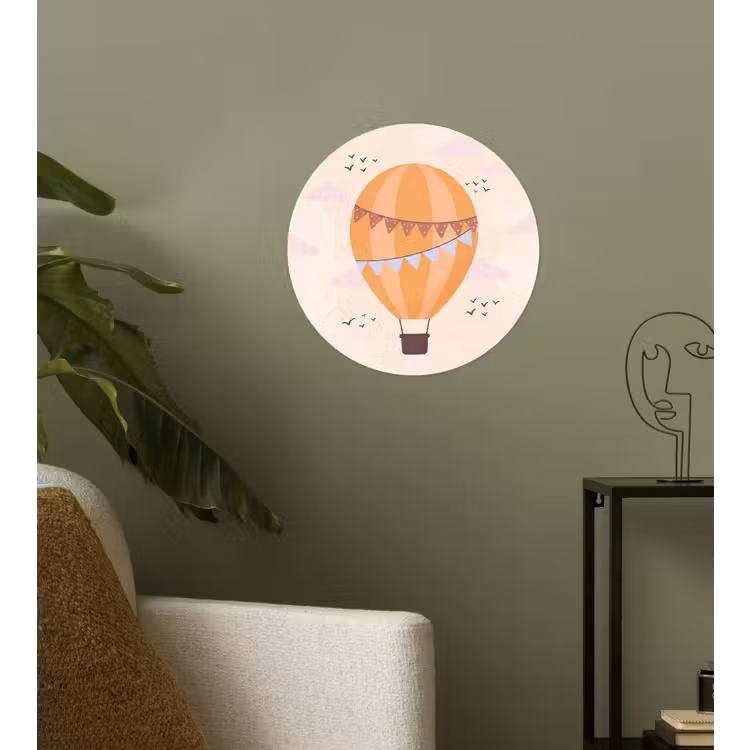 Runde Tapete - Heißluftballon – Girlanden – Abenteuer – Illustration – Orange — 3