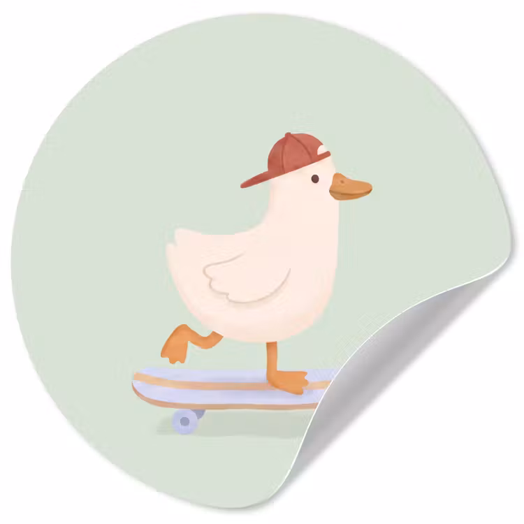 Runde Tapete - Vogel – Skateboard – Tiere – Cartoon – Verspielt — 1