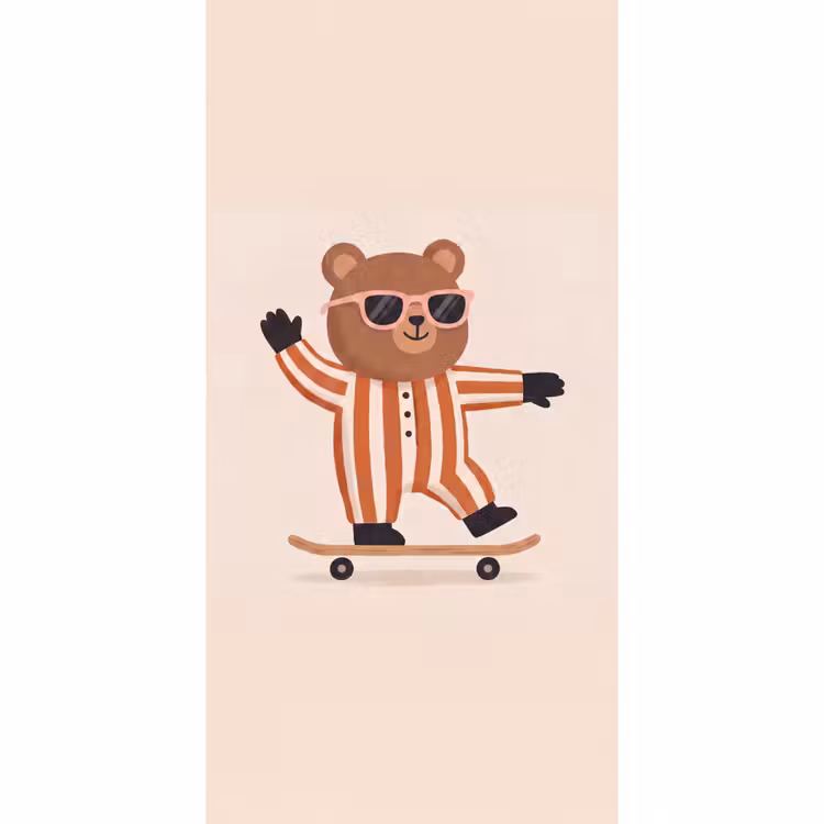 Tapete - Tiere – Skateboard – Spiel – Zeichentrick – Rosa — 2