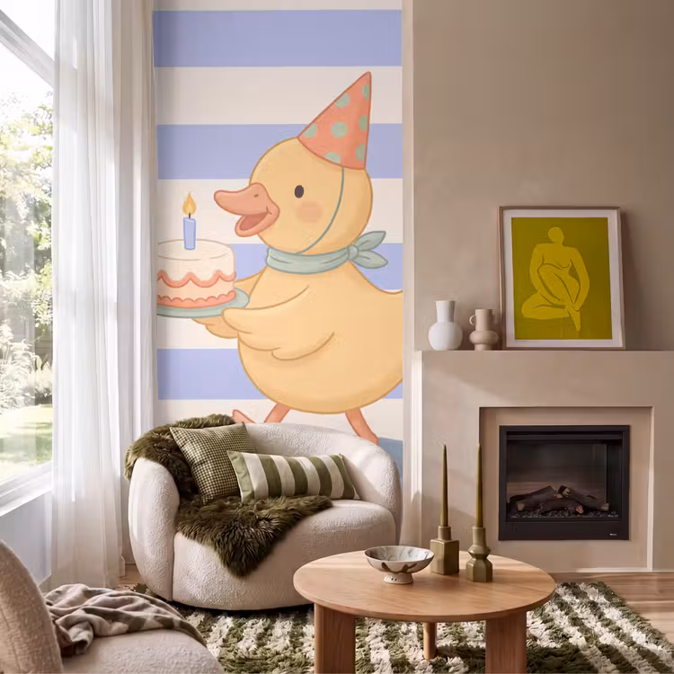 Tapete - Vogel – Fest – Torte – Kinder – Illustration — 1