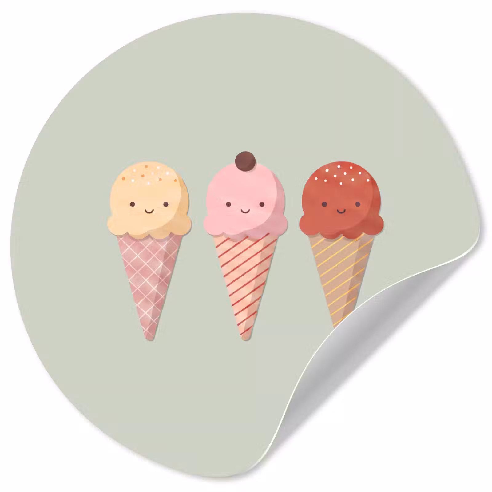 Runde Tapete - Eis – Eistüten – Essen – Illustration – Fröhlich — 1