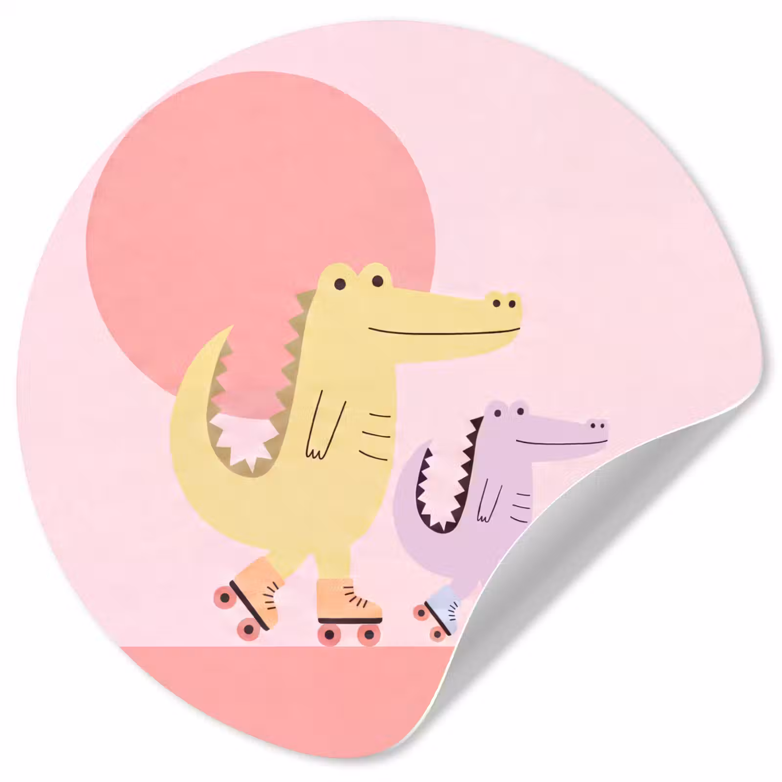 Runde Tapete - Tiere – Skaten – Illustration – Verspielt – Rosa — 1