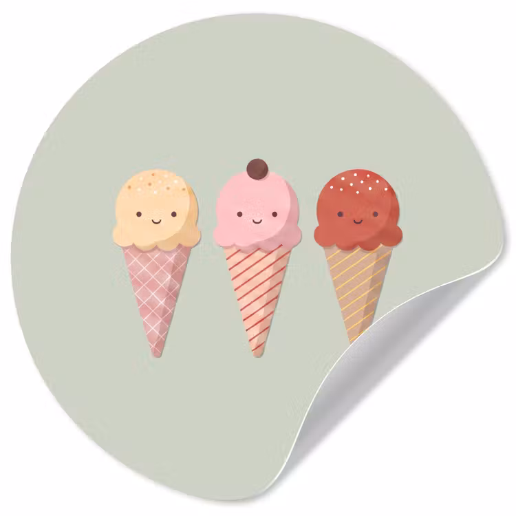 Runde Tapete - Eis – Eistüten – Essen – Illustration – Fröhlich — 1