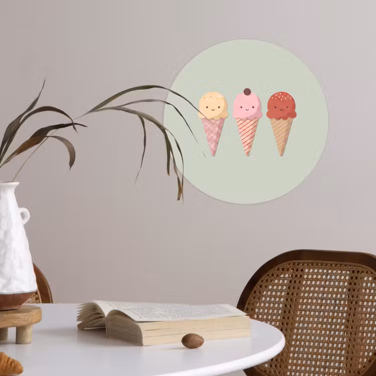 Runde Tapete - Eis – Eistüten – Essen – Illustration – Fröhlich — 4