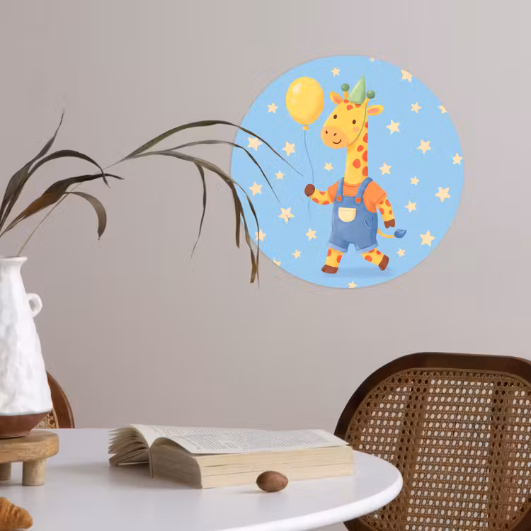 Runde Tapete - Tiere – Giraffe – Luftballon – Party – Kinderzimmer — 4