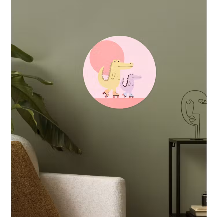 Runde Tapete - Tiere – Skaten – Illustration – Verspielt – Rosa — 3